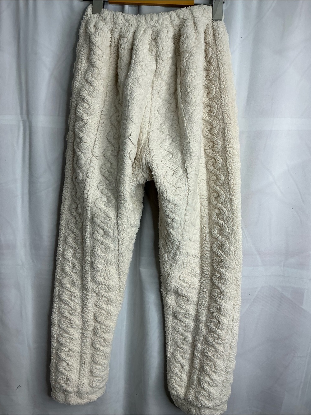 2297 - Cozy Cream Sherpa Cable Knit Joggers - Picture 3 of 6